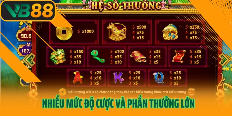 Nhiều mức độ cược và phần thưởng lớn